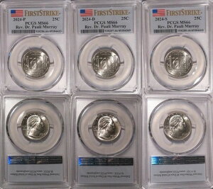 2024 P D S Rev Dr Pauli Murray 25�Z���g PCGS MS66 �A�����J���E�E�B�����Y�E�N�H�[�^�[ �t�@�[�X�g�E�X�g���C�N