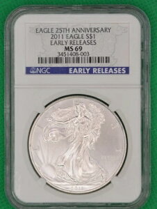 2011�N 1�I���X �A�����J���V���o�[�C�[�O�� �A�[���[�����[�X 25���N�L�O NGC MS69