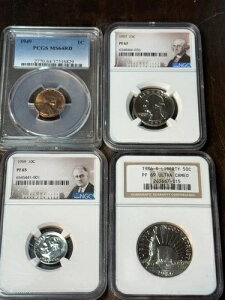 NGC/PCGS PF/MS bg (4): 1959N 10Zg݁A1957N 25Zg݁AoeB 50Zg Eg Cam 69+