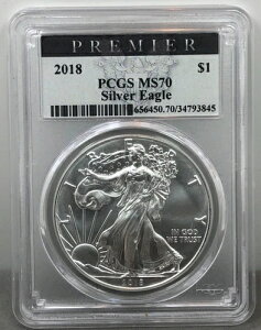 2018年 アメリカ 1ドル アメリカン シルバー イーグル 1オンス 銀貨 PCGS MS70 プレミアラベル