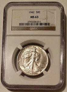 1942年ウォーキング・リバティ・ハーフダラー MS63 NGC rv トーン