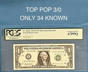 トップポップジェム FR 1922-LBPE 1995 $1 PCGS 67 PPQ マイクロバックプレート エラー #295 希少