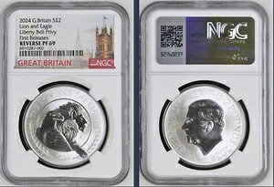 2024�N �p�� 2�|���h 1�I���X ���C�I���ƃC�[�O�� NGC ���o�[�X PF69 �t�@�[�X�g�����[�X �g�[�^���|�b�v (6)