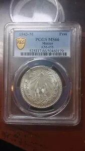 1943�N M ���L�V�R �V���o�[ 1�y�\ PCGS MS66 �u���C�g�z���C�g �f���炵������ 4937