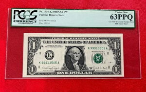 FR 1916K 1988A $1 FW �A�M������s�� PCGS �ʉ� 63PPQ �`���C�X �V�i