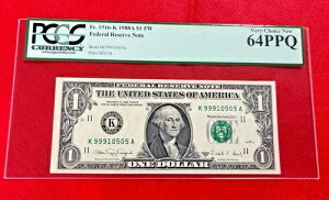 FR 1916K 1988A $1 FW �A�M������s�� PCGS �ʉ� 64PPQ ���ɗǂ��V�i