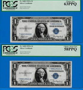 2�񔭍s 1�h�� 1935�N ��ݏؖ��� ���L �a���N 1952- 1 & 2 Fr.1608 PCGS