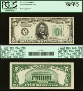 1934A 5�h���A�M������s�� PCGS 58PPQ - �{�X�g�� - Fr 1957-A