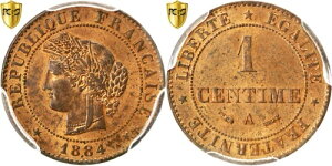 �t�����X 1 �T���`�[�����a���ݕ��A�Z���AMS63RB PCGS�A�u�����Y�A�R�C�� 1884-A
