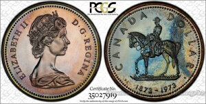 �J�i�_ 1�h�� 1973�N SP66 PCGS �V���o�[ KM#83 �u���Y�A�C �J���t���g�[�� ���C���{�[