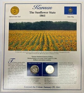 2005年 郵便記念協会 州昇格記念クォーター/切手 カンザス州 P & D