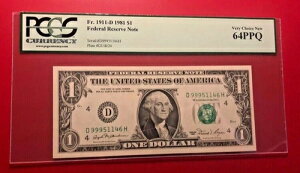 FR 1911 D 1981 $1 �A�M������s�� PCGS �ʉ� ���ɗǂ��V�i 64PPQ