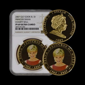 クック諸島。2007年、ドル - NGC PF69 - トップポップ?? ダイアナ妃、赤十字