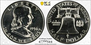 1956�N 50�Z���g �^�C�v2 �V���o�[ �v���[�t �t�����N���� �n�[�t�_���[ PCGS PR 66 DDR FS-802