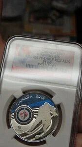 2015 カナダ ウィニペグ ジェッツ? NHL - 1/2オンス NGC PF 69 リバースプルーフ シルバー 10ドルコイン