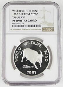 �t�B���s�� 1987 WWF �^�}���E �~���h�� 200 �s�\ �v���[�t �V���o�[ �R�C�� NGC PF69 UC GEM