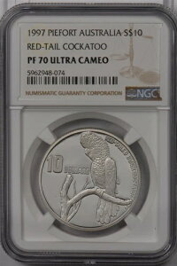 オーストラリア 1997年 10ドル NGC プルーフ 70UC シルバー レッドテール オウム パーフェクト 70 NG14