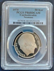 �`�F�R�X���o�L�A �V���o�[�v���[�t 50�R���i�d�� 1975�N KM#83 �m�C�}�� PCGS PR68 �g�b�v