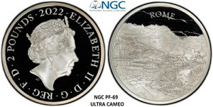 NGC UK 2022 シルバー 2ポンド NGC PF 69 ウルトラカメオ イタリア ローマ バチカン市国ビュー