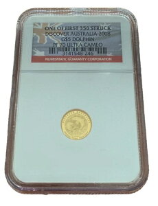 オーストラリア 2008P 1/25オンス 金貨 5ドル NGC PF70UC オーストラリア発見 - ドルフィン