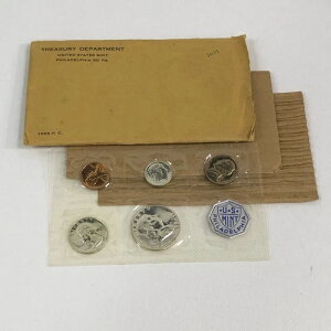 (1)1955年アメリカ合衆国銀貨プルーフセット(財務省封筒入りフラットパック)