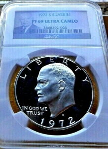 1972-S NGC PF69 ウルトラカメオ シルバー アイゼンハワー アイク ドル 1ドル