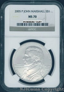 2005�N P �W�����E�}�[�V���� �V���o�[�h���R�C�� $1 NGC MS 70 MS70 �p�[�t�F�N�g