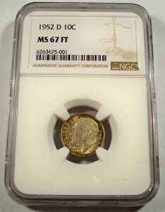 1952-D NGC MS67FT ���[�Y�x���g �_�C�� 10�Z���g �������}���`�J���[�g�[�� MS 67 FT �t���g�[�`