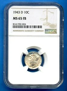 1943 D NGC MS65FB �}�[�L�����[�_�C�� �č������� ��� 10�Z���g 1943-D MS-65 FB