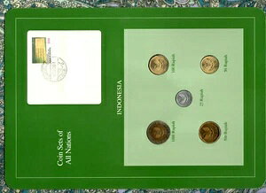 インドネシア 1992-1995 UNC 50,100,1000 ルピア 1995 年のすべての国のコインセット