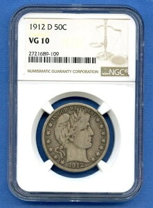 1912 D NGC VG10 �o�[�o�[ �n�[�t�_���[ 50�Z���g �V���o�[ �č������� �R�C�� ���A 1912-D VG-10