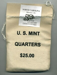 2001 D ノースカロライナ州 25セント硬貨 未開封バッグ 25ドル (100枚) 米国造幣局 BUコイン