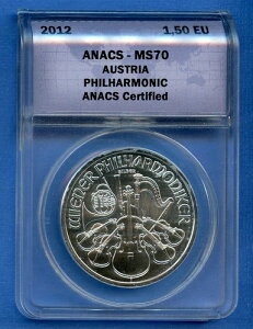 2012 ANACS MS70 1.5���[�� �I�[�X�g���A �E�B�[���t�B���n�[���j�[�ǌ��y�c 1�I���X .999 �V���o�[�R�C�� MS-70
