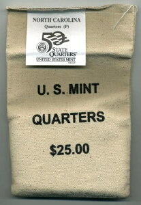 2001年 P ノースカロライナ州 25セント硬貨 未開封バッグ 25ドル (100枚) 米国造幣局 BUコイン