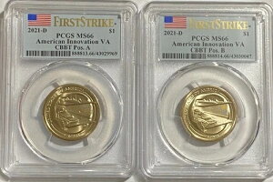 2021 D A B $1 VA �A�����J���E�C�m�x�[�V�����E�h�� �x�C�u���b�W PCGS MS66 �t�@�[�X�g�X�g���C�N