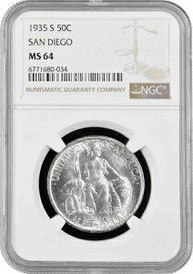アメリカ ハーフドル 1936 S、NGC MS64、「サンディエゴ太平洋国際博覧会」