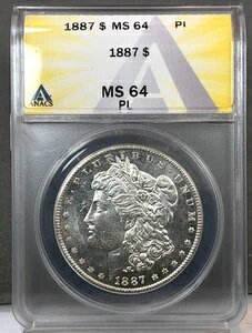 1887N AJ 1h K ANACS MS64 PL ~ v[t