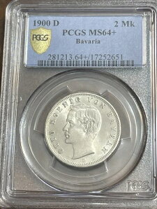 ***1900-D �o�C�G���� 2 �V���o�[�}�[�N PCGS MS64+***