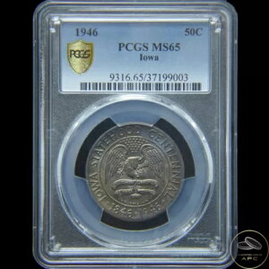 1946�N �A�C�I�� �V���o�[ �n�[�t�h�� PCGS MS65 �S�[�W���X�ȃi�`�������g�[��