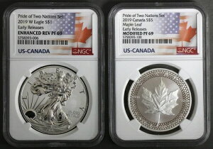 2019 �v���C�h�E�I�u�E�c�[�E�l�C�V�����Y �A�[���[ NGC Rev PF 69 USA $1 �C�[�O�� & PF 69 $5 �J�i�_ ���[�v��
