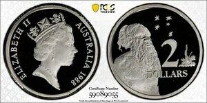 1988�N �I�[�X�g�����A 2�h�� ��� �v���[�t�R�C�� PCGS PR70DCAM �g�D���[�r���[ �g�b�v�|�b�v
