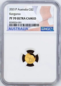 2021�N �I�[�X�g�����A �~�j���[ �J���K���[ �v���[�t 9999 �S�[���h 0.5g $2 NGC PF70 �R�C�� �t���b�O �|���h