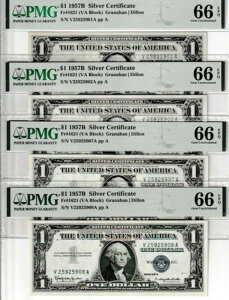 �t�@���V�[���s�[�^�[�m�[�g $1 1957 B �V���o�[�ؖ��� - 1�w�� # 259-259 PMG 66