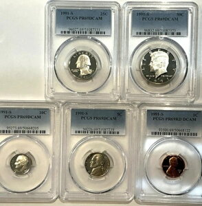 1991-S �v���[�t�Z�b�g 5���Z�b�g �R�C�� �V�i�Ӓ�ς� PCGS PR69 DCAM �M�t�g�ɍœK