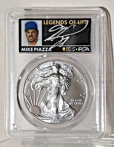 2021年 (P) エマージェンシー シルバー イーグル PCGS MS70 FS レジェンド ライフ マイク・ピアッツァ 直筆サイン