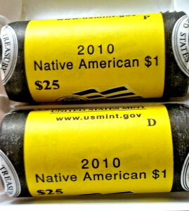2ロール 2010-D & P ネイティブアメリカン ダラーロール OGP ブリリアントカメオ #M130