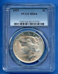 1925 P PCGS MS64 �s�[�X�V���o�[�h�� 1�h�� �č������ǃR�C�� 1925-P MS-64 �u���X�g�z���C�g