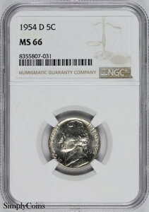 1954-D �W�F�t�@�[�\�� �j�b�P�� NGC MS66 GEM BU ������ BLAST WHITE!