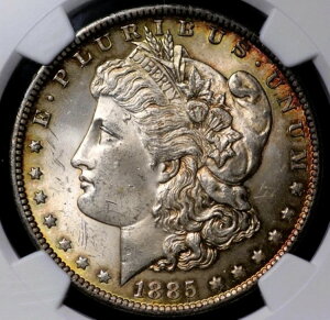 1885 O モルガン・ダラー NGC MS 63 淡いクリーム色のバニラに魅力的な赤み