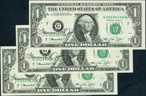 FR. 1908 G $1 1974 �ʉ݃p�b�N ��V Auto NEFF Gem CU - 3pc CONSEC
